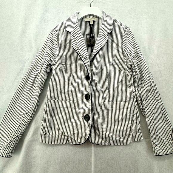 Talbots size 2 petite lightweight blazer white with grey stripes - Picture 1 of 3